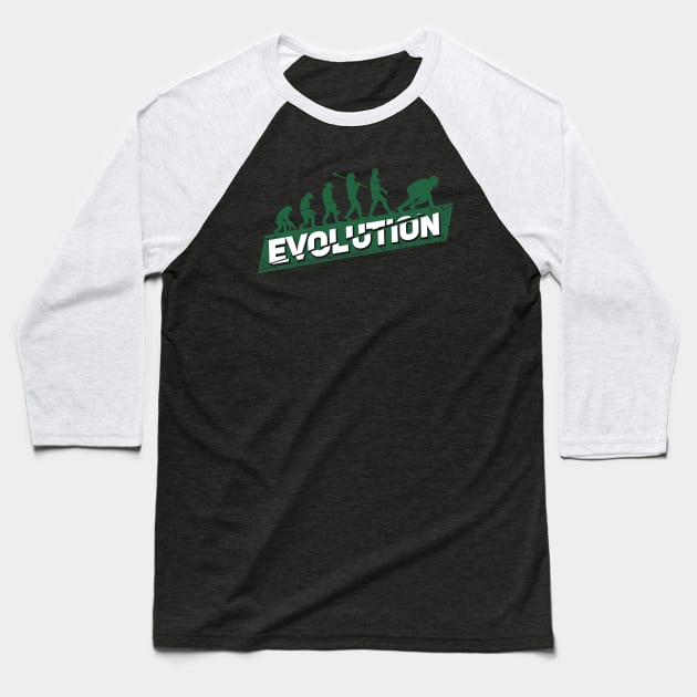 American Football Lineman Evolution Baseball T-Shirt by Dolde08